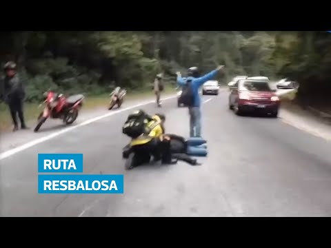 Aceite en la ruta Antigua Guatemala–Santa Lucía Milpas Altas provoca accidentes y alerta vial