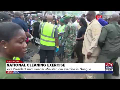 Nat'l Cleaning Exercise: Vice President, G/A Reg. Minister & Gender Minister join exercise in Nungua