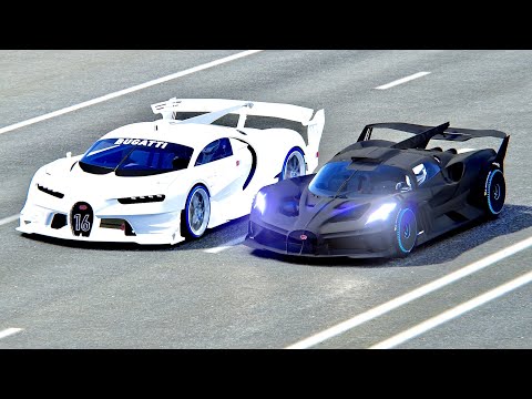 Bugatti Bolide Carbon Edition 900 Kg vs Bugatti Vision GT White Edition - Drag Race 20 KM