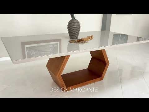 Video thumbnail of Mesa Ane 220cm Madeira e Vidro Mobillare