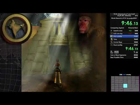 Tomb Raider III Any% Speedrun 56:57 RTA World Record