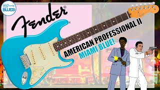 Video thumbnail for Fender American Professional II Stratocaster in Miami Blue Review by intheblues