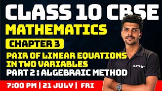 Download the video "Maths - Pair Of Linear Equations In Two Variables / Part 2 - Algebraic Method | Xylem Class 10 CBSE"