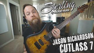 Video thumbnail for Sterling By Music Man Jason Richardson Cutlass 7 ! by Riffs, Beards & Gear