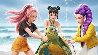 Download lagu Free Cover Rumi Mira and Zoey Rescue the Stranded Turtle [KPOP Demon Hunters] |   mp3