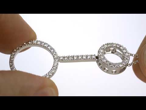 Certified Natural White Diamond Articulated Statement Pendant Necklace 14k White Gold 0.76 cts