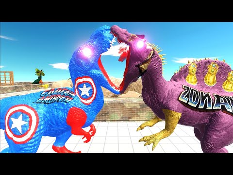 CAPTAIN AMERICA T-REX DEATH RUN - Animal Revolt Battle Simulator