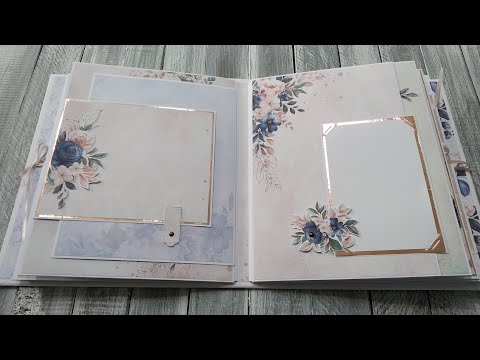 Interactive Wedding Album | Large Scrapbook album | Rose gold, Pink & Navy Blue | 8x10 inches album