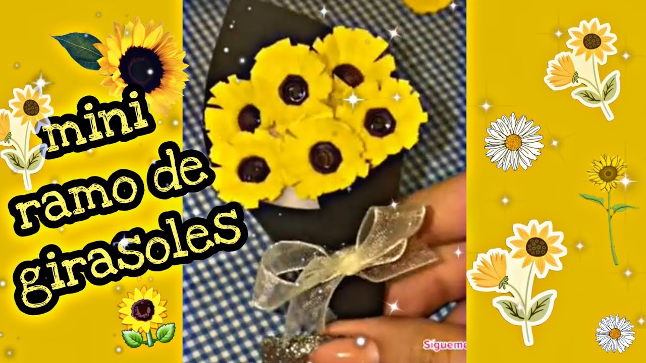 Mini ramos de Girasoles 🌻✂️✏️ de papel -DIY
