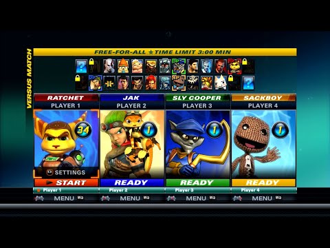 PlayStation All-Stars Battle Royale PS3 4-Player Co-Op Gameplay - The Big 4