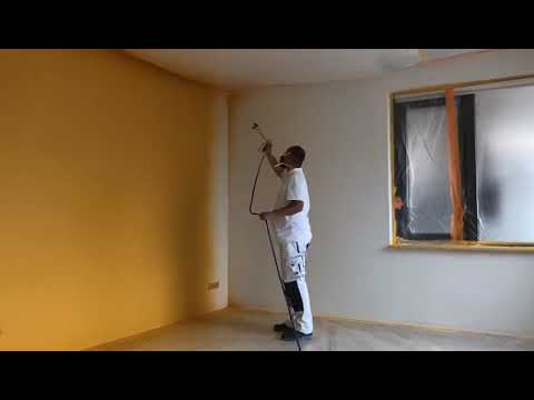 Muurverf spuiten met de Graco GX21. Door Hulpbijklusjes.nl