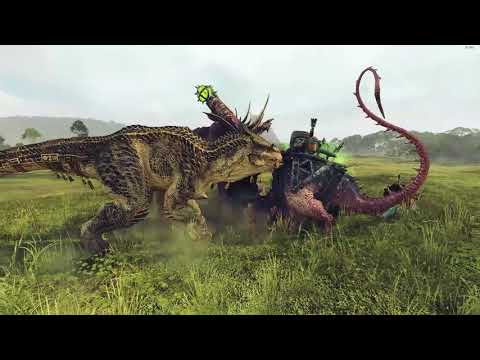 Dragon and Dinosaur vs Hydra and Hell Pit Abomination - Total War: Warhammer 2