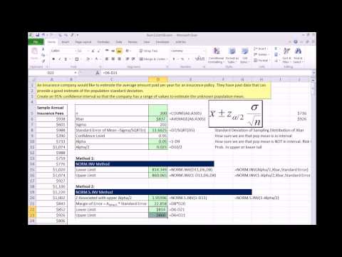 Excel 2013 Statistical Analysis #49: Create Confidence...