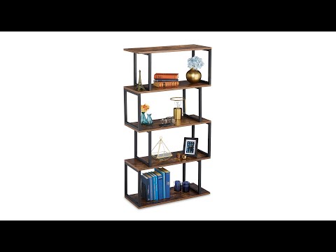 Bücherregal Industrial Design Schwarz - Braun - Holzwerkstoff - Metall - 73 x 136 x 30 cm