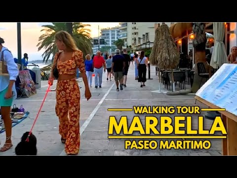 Marbella beachfront: Spanish summer 2022 walking tour in 4K 60FPS