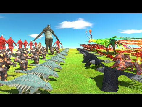 Phoniex War - Titan Team Vs Giant Phoniex Team - Animal Revolt Battle Simulator