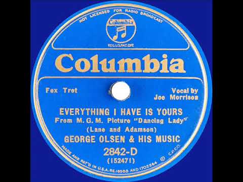1933 George Olsen - Everything I Have Is Yours (Joe Morrison, vocal)