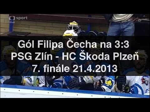 PSG Zlín - HC Škoda Plzeň - Gól Čecha na 3:3 - 7. finále 21.4.2013
