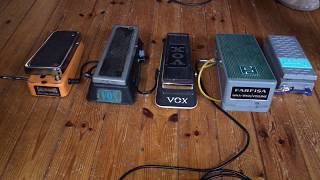 Video thumbnail for 5 vintage wah pedals compared - Colorsound - Vox - Maestro - Ibanez WH10 - super quick rough demo by Hanford Tape Sessions