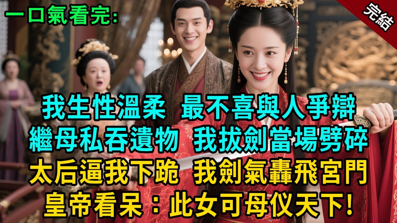完結古言爽文：我生性溫柔，最不喜與人爭辯繼母私吞遺物，我拔劍當場劈碎 太后逼我下跪，我劍氣轟飛宮門 皇帝看呆：這叫溫柔？朕太愛了！#小説 #原創 #有聲小說 #古言 #爽文 #大女主 #逆襲 #反轉