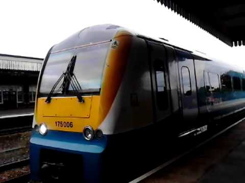 dmu 175 006 leaves rhyl station 9.9.2015