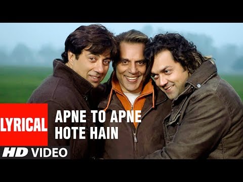 Apne To Apne Hote Hain Title Track Lyrical Video Song | Himesh Reshammiya | Bobby, Sunny, Dharmendra