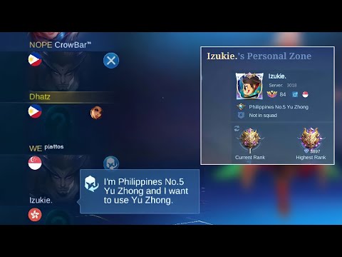 THIS TOP 5 PHILIPPINES TRIED TO PICK MY YU ZHONG! | YU ZHONG TOP GLOBAL - MLBB