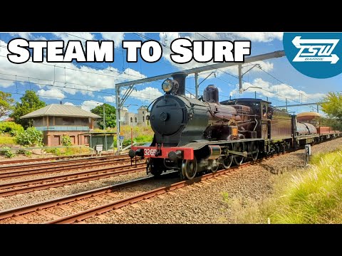 Steam Engine 3265 Leads Steam to Surf tour - At Speed Rail passes