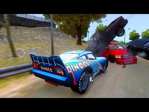 Crazy Rayo Dinoco McQueen Crashes - GTA 4 Real Car Crashes Ep.30