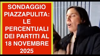 SONDAGGIO PIAZZAPULITA: LE PERCENTUALI DEI PARTITI AL 18 NOVEMBRE 2025