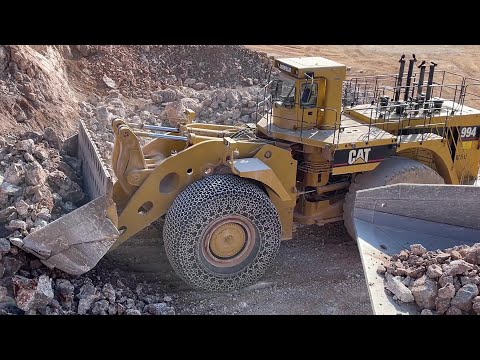Huge Caterpillar 994 Wheel Loader Loading Caterpillar 777F Dumpers - Samaras Mining Group