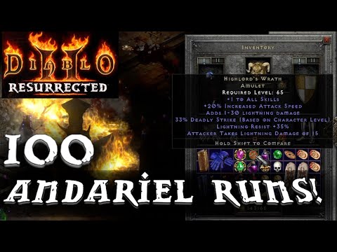 Diablo 2 Resurrected:  100 Andariel Runs Drop Highlights!!!