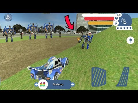 Supercar Robot (Super Car Robot Fight on Huge Blue Robot Car) Police Fight on Mound - GamePlay HD