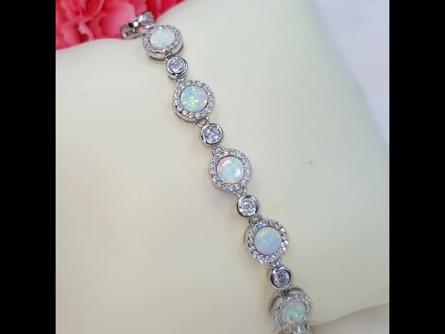اسورة فضة مزينة بحجر أوبال فاخرة