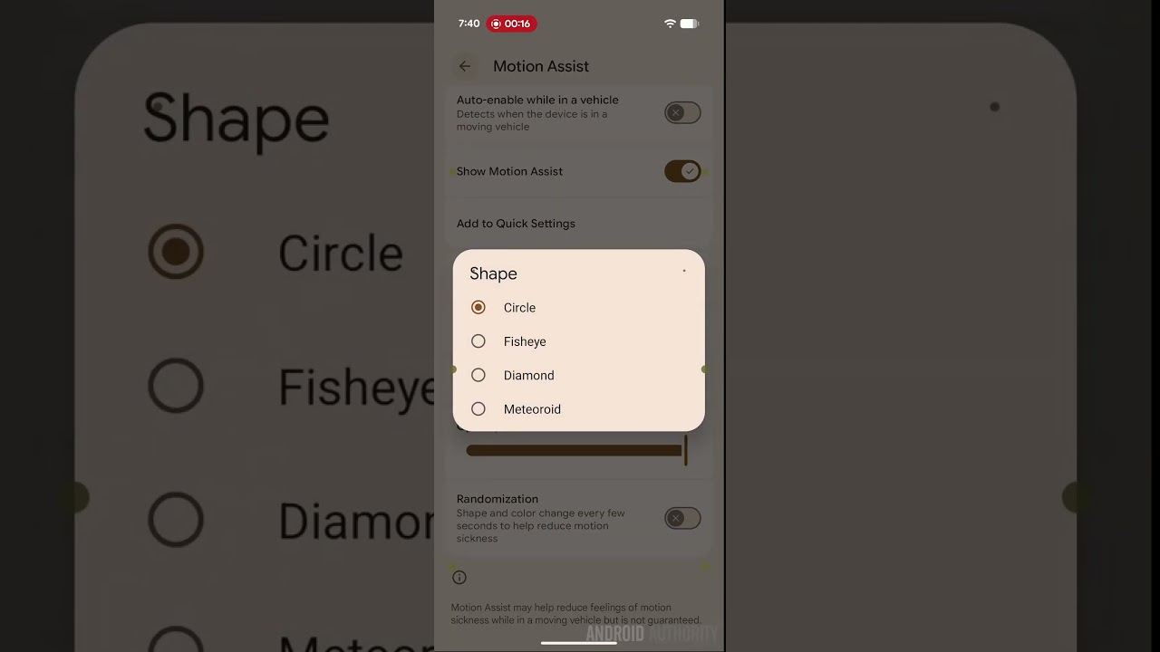 Motion Assist - Android's version of Vehicle Motion Cues?! #android - YouTube