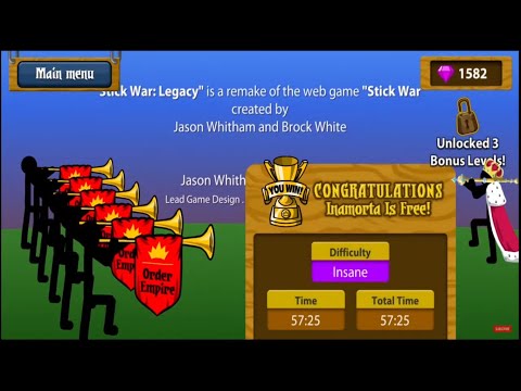 TOTAL TIME: 57:25. NO HACK | INSANE MODE. Stick War Legacy.