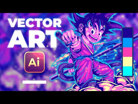 Goku Illustration Process - Drawing from Sketch to Digital in Adobe Illustrator - Speed Art