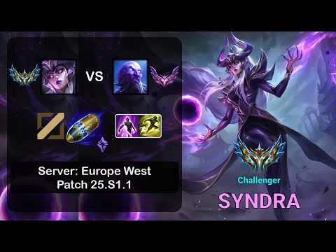 Syndra Mid vs Ryze - EUW Challenger - Patch 25.S1.1
