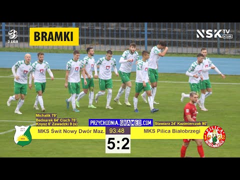 tv.nsk.pl [bramki] MKS Świt Nowy Dwór Maz - MKS Pilica Białobrzegi 5:2 (2:1) 2023-10-21 12:00 3 liga