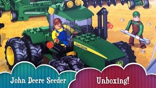 Unboxing John Deere Mega Bloks Crew Seeder Building Toy With Tractor, Seeder And Silo