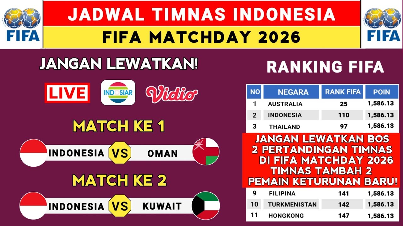 IT'S STARTED! INDONESIAN NATIONAL TEAM SCHEDULE FOR FIFA MATCHDAY 2026 - Indonesia vs. Oman - Ind...