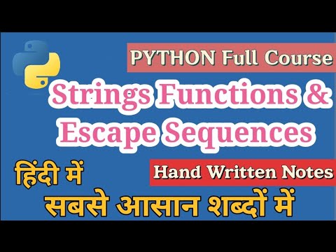 Strings Function And Escape Sequence In Python In Hindi Learn Python Programming For Beginners