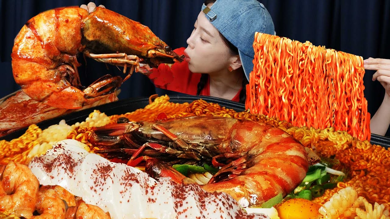 킹타이거 새우 🦐 매콤 순두부 열라면 먹방 Giant King Tiger Shrimp 🦐 Soft-Tofu Yeol Spicy Ramen Mukbang ASMR Ssoyoung