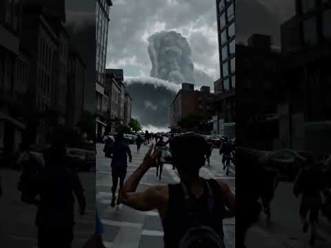 A scary mega-tsunami coming to the city #tsunami  #nature  #shortvideo #scary