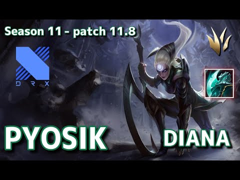 【韓国サーバー/GM】DRX Pyosik ダイアナ(Diana) VS DK.C Malrang ボリベア(Volibear) JG - Patch11.8 KR Ranked【LoL】