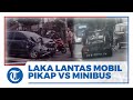 Diduga Hilang Konsentrasi Mobil Pikap Tabrak Pembatas Jalan Minibus Di Ciputat 4 Orang Luka Luka