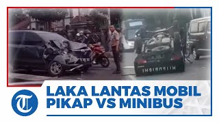 Diduga Hilang Konsentrasi, Mobil Pikap Tabrak Pembatas Jalan & Minibus di Ciputat, 4 Orang Luka-luka