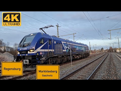 【4K】 Führerstandsmitfahrt Regensburg Ost nach Gaschwitz über Schwandorf, Hof.