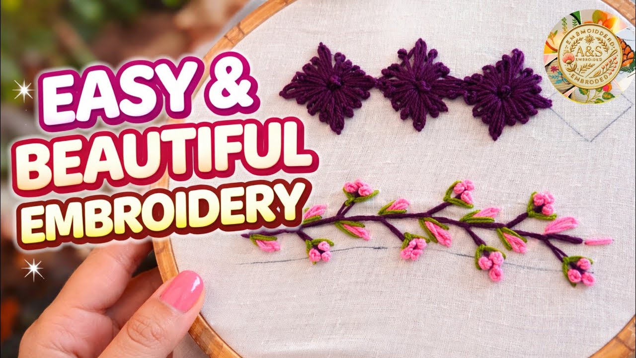 Easy & Beautiful Hand Embroidery Design for Beginners | Trendy Hand Embroidery Border Design #viral 