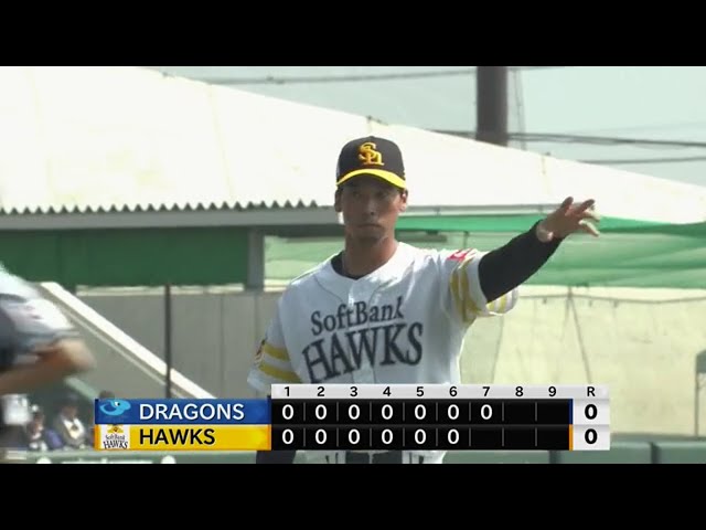 【ファーム】最後は155km/hのストレート!! ホークス・尾形崇斗 圧巻の3者連続三振!! 2023年8月13日 福岡ソフトバンクホークス 対 中日ドラゴンズ